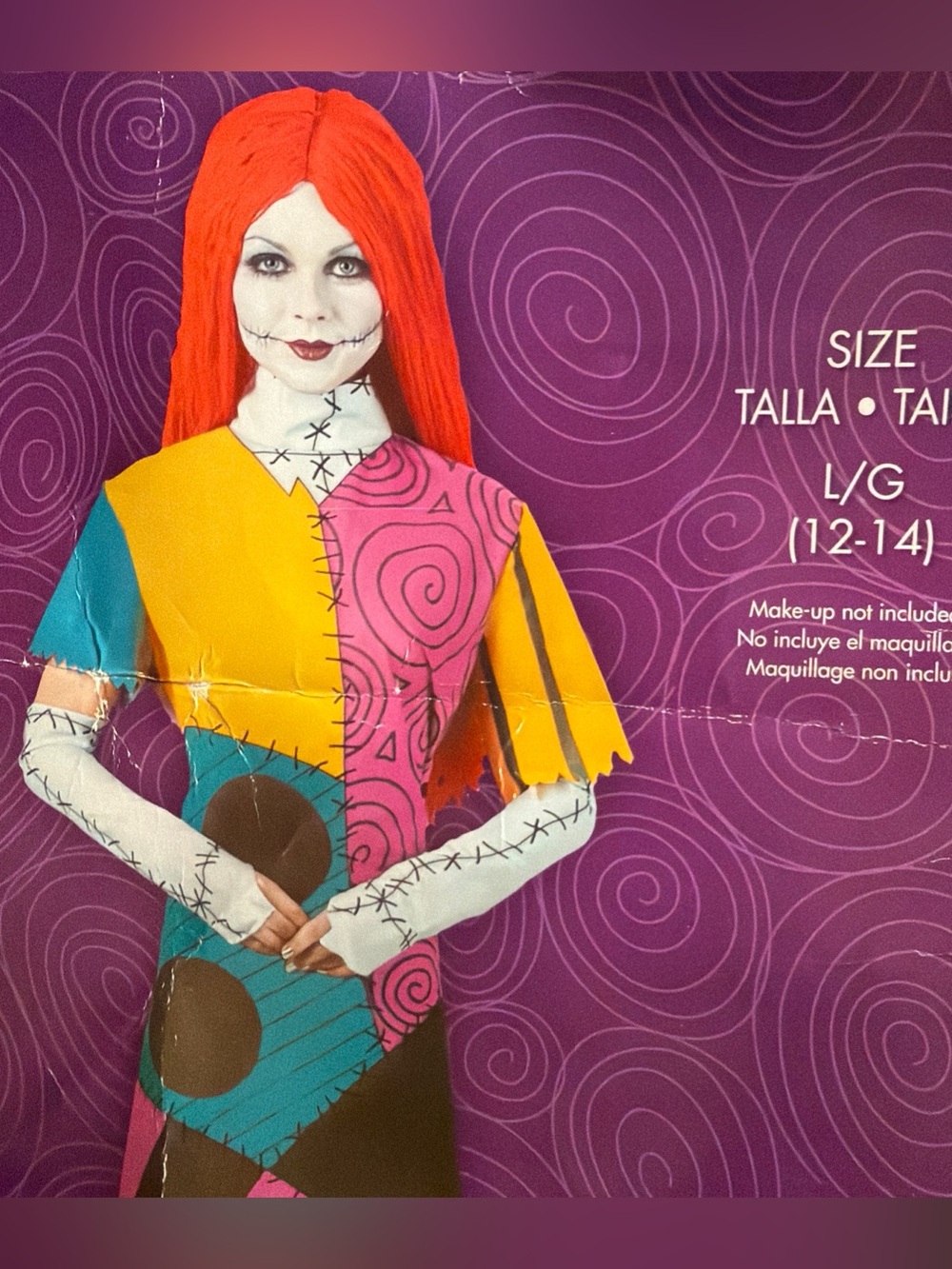 Nightmare Before Christmas Sally Halloween Costume Womens Large 12-14 Dress Wig